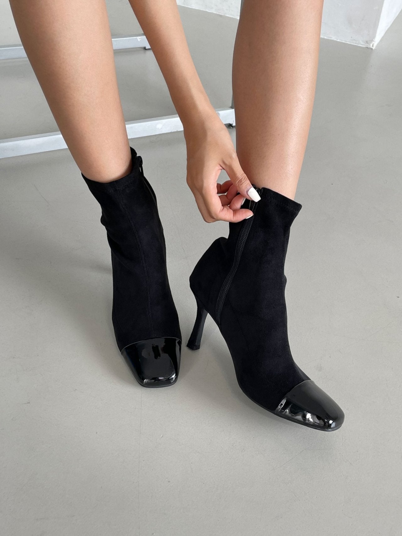 Spandex Square Ankle Boots