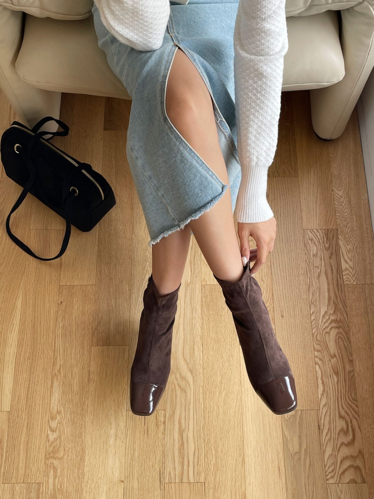 Spandex Square Ankle Boots