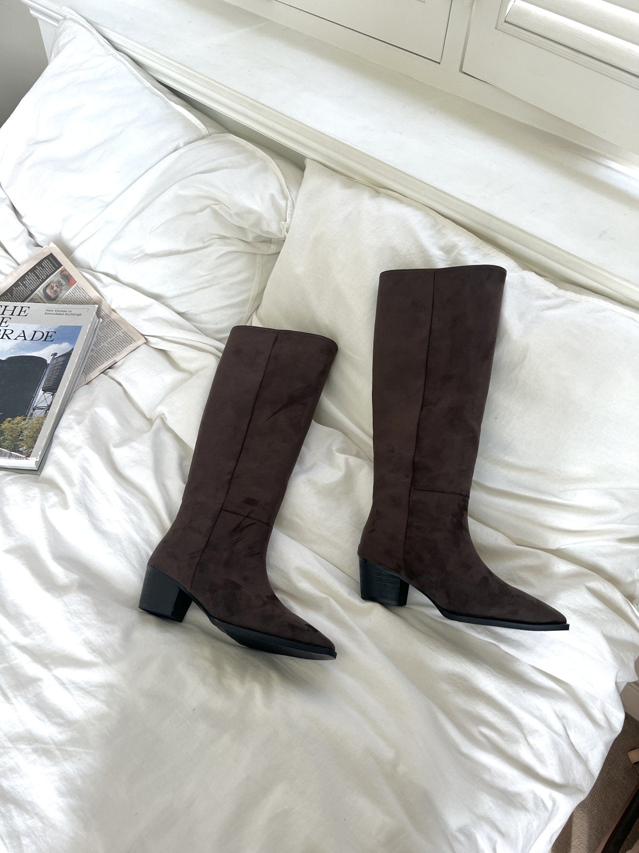Western suede 5cm long boots