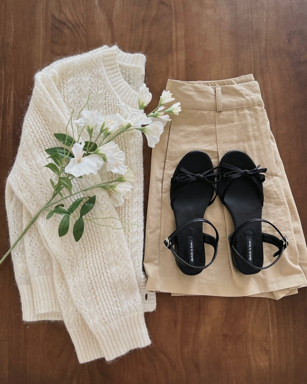 Simple ribbon tape knot sandals & mules-2 type