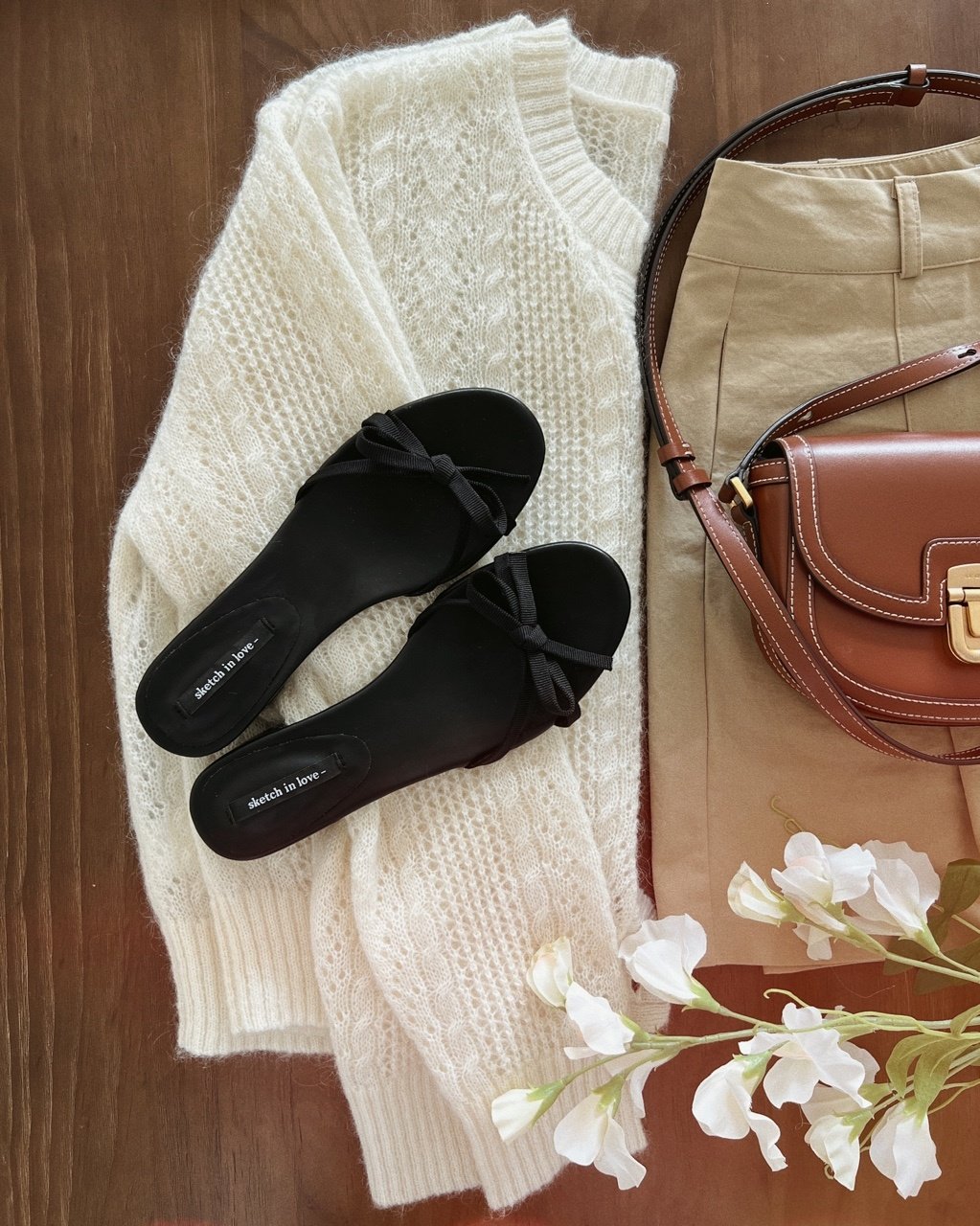 Simple ribbon tape knot sandals & mules-2 type