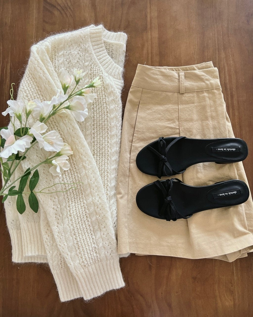 Simple ribbon tape knot sandals & mules-2 type