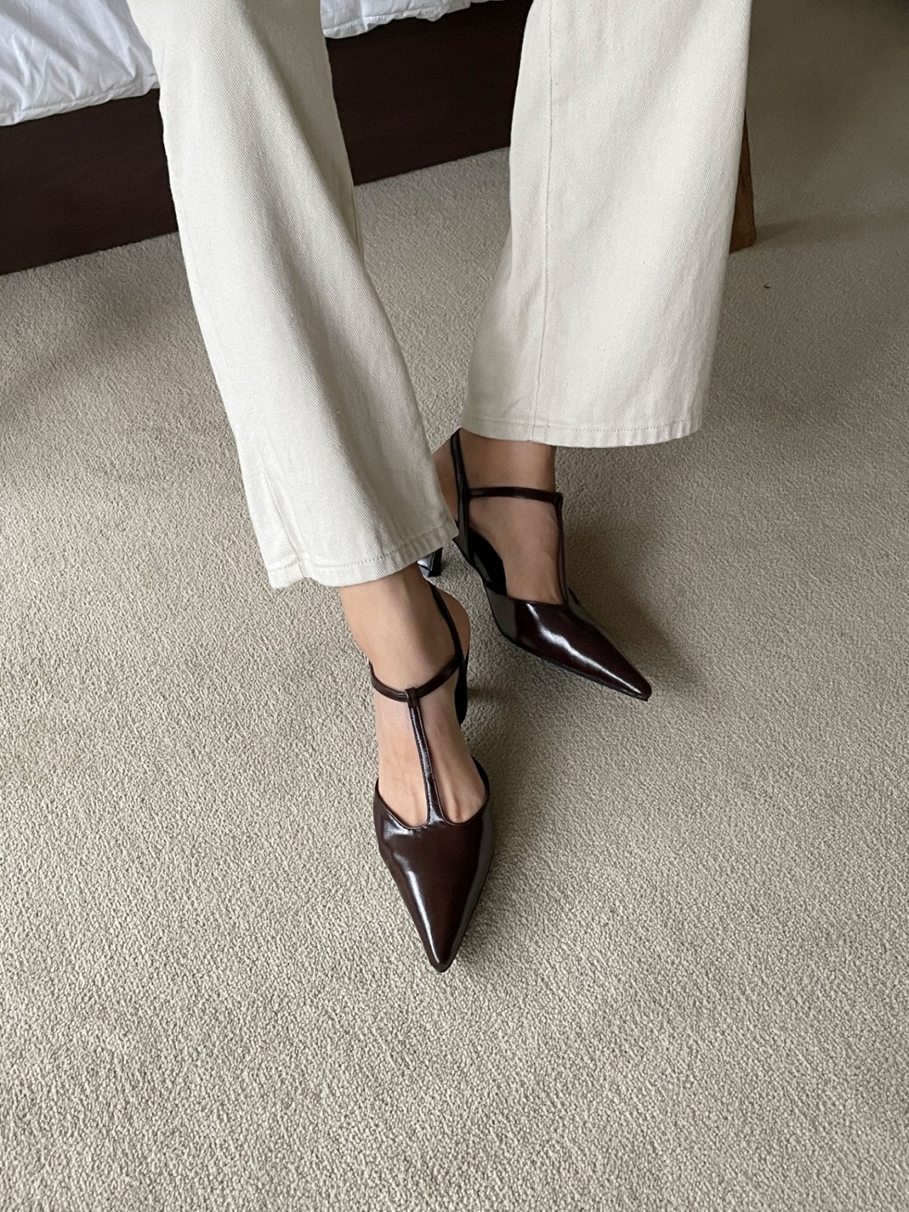 T-strap sling back