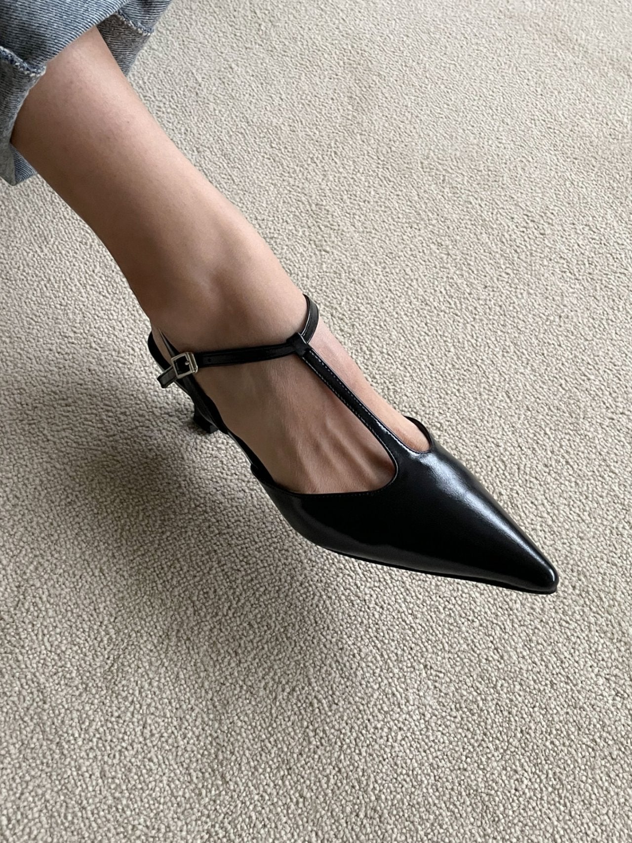 T-strap sling back