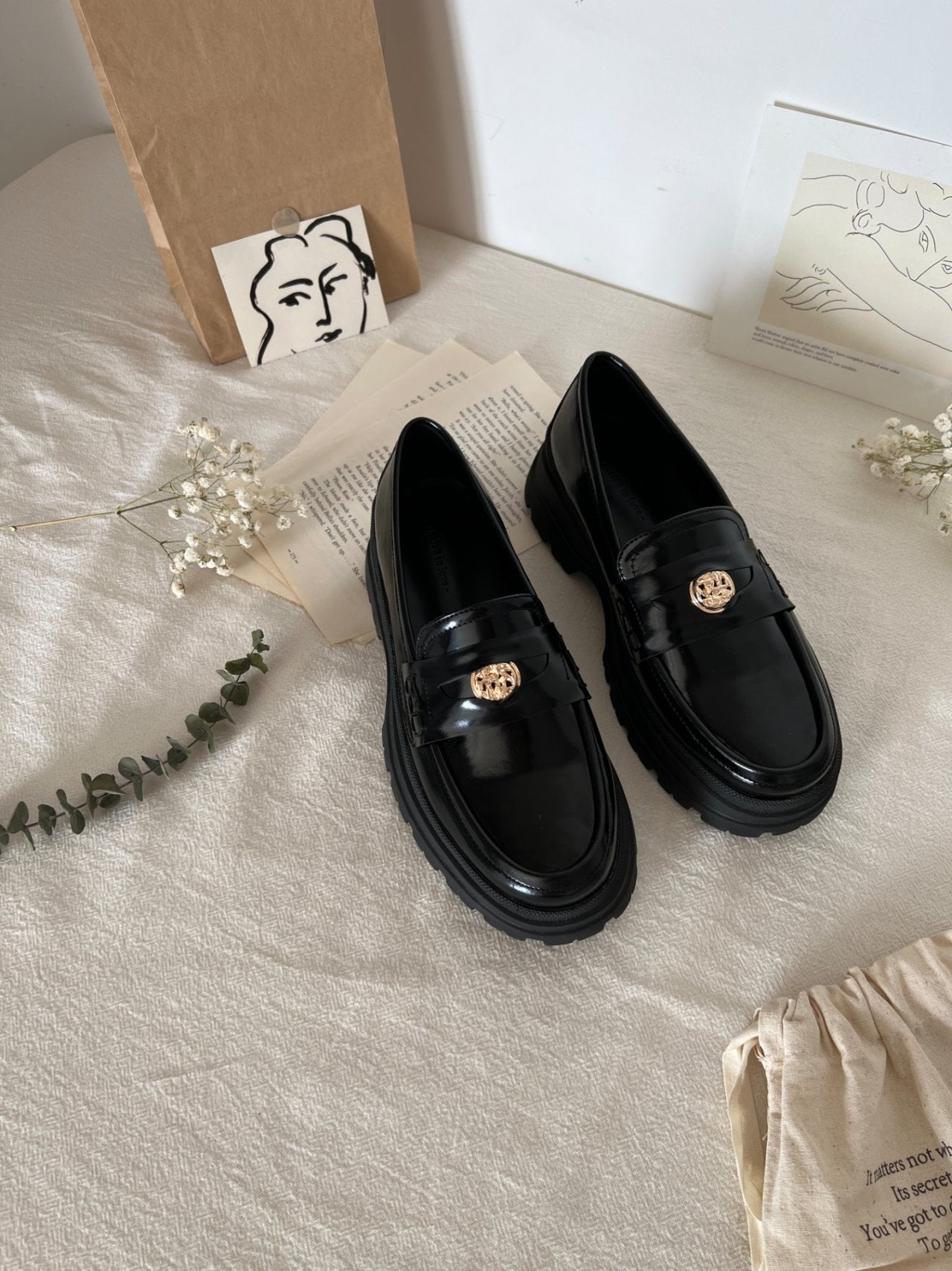 Boen platform button loafers