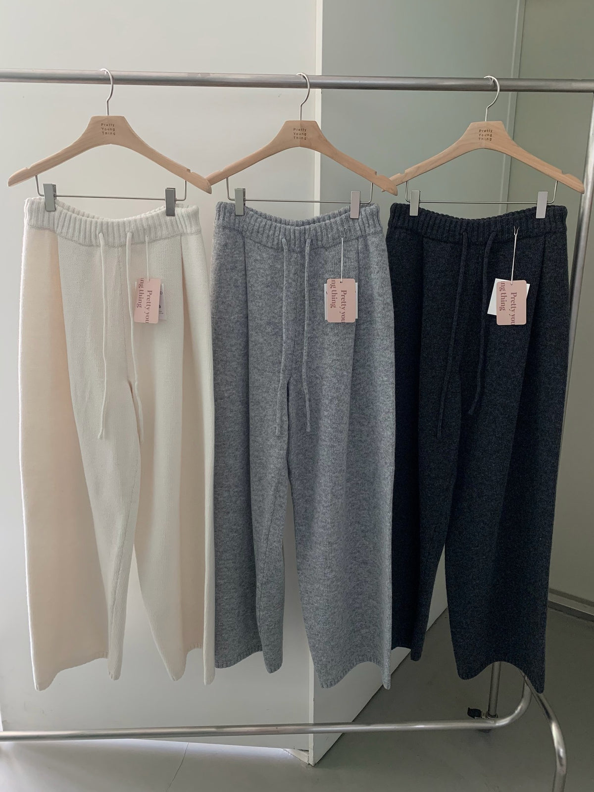 pintuck knit pants-3col