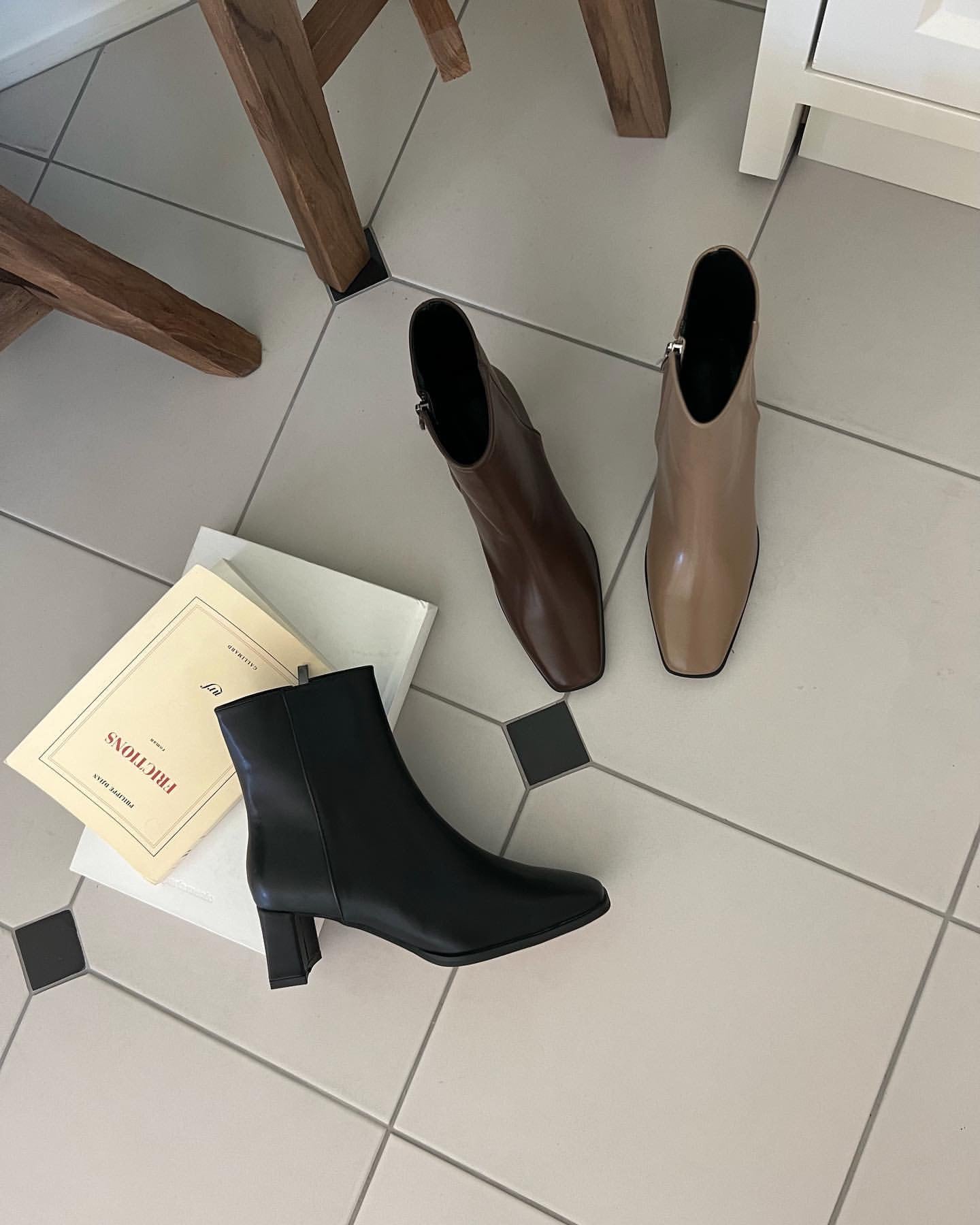 Square heel ankle boots-3col