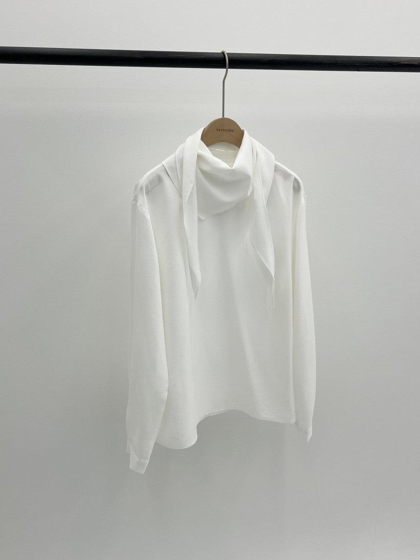 Luna brushed tencel scarf blouse-2col