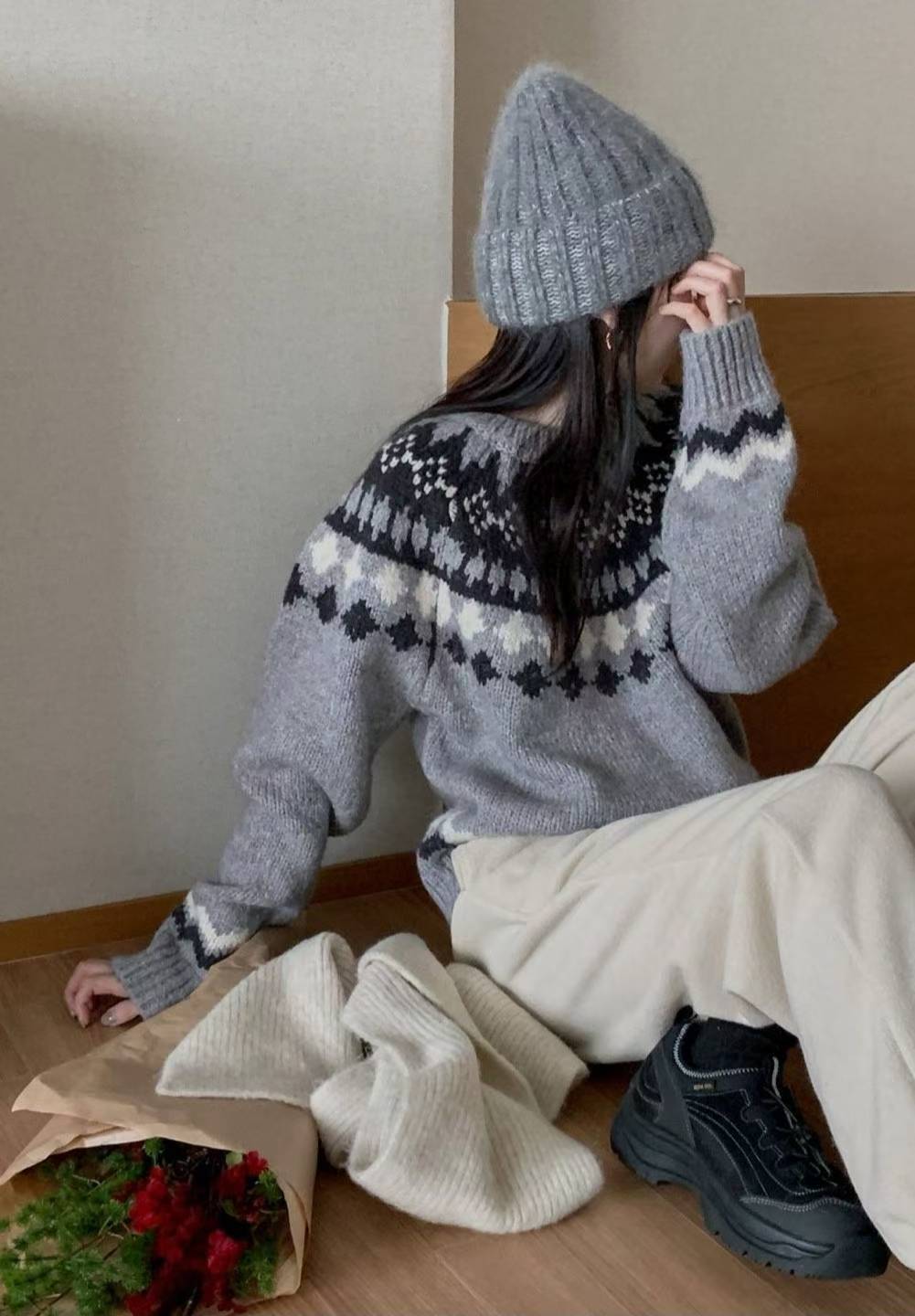 Flower punch knit-2col