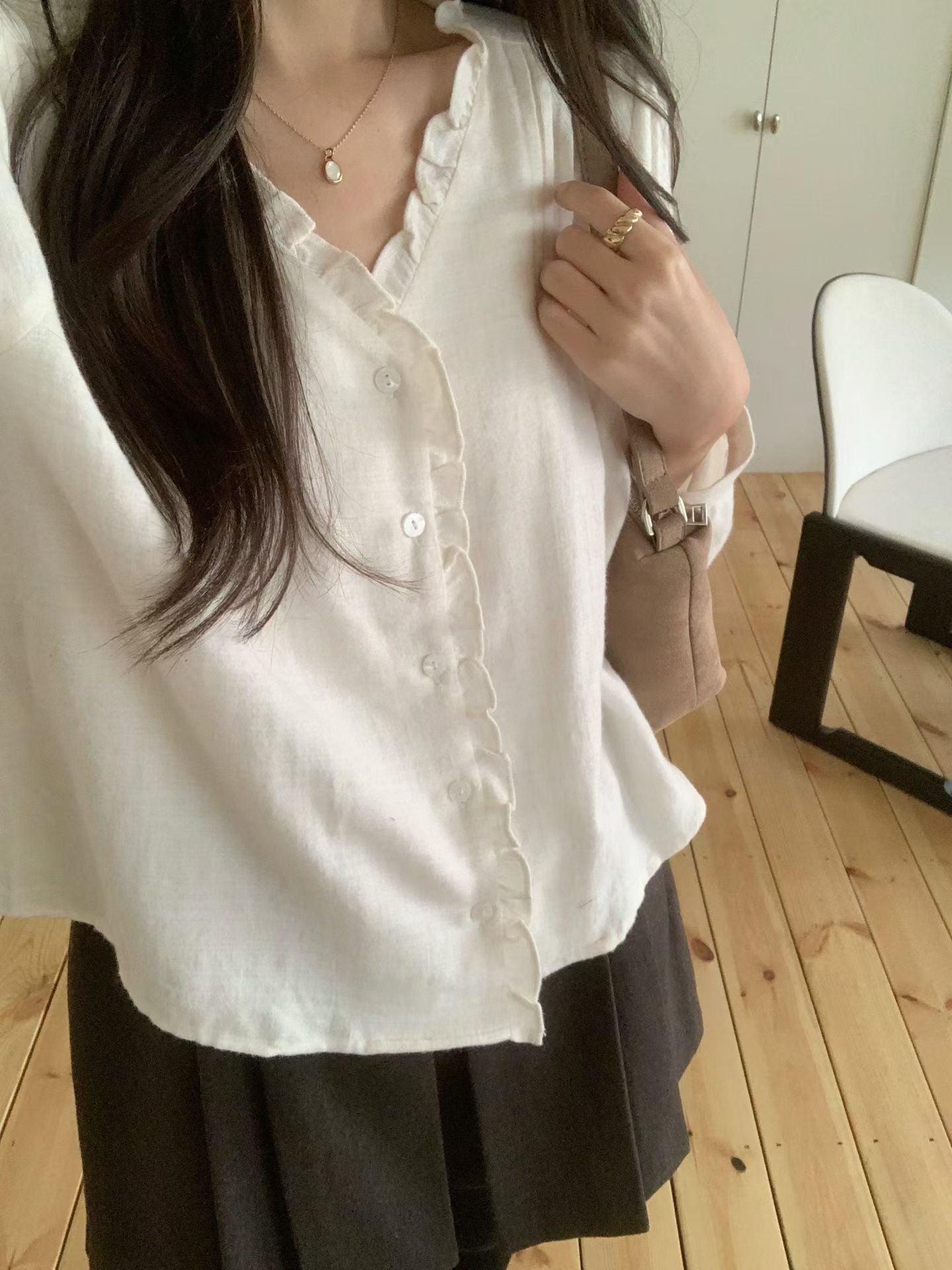 Plie frill gimo blouse-2col