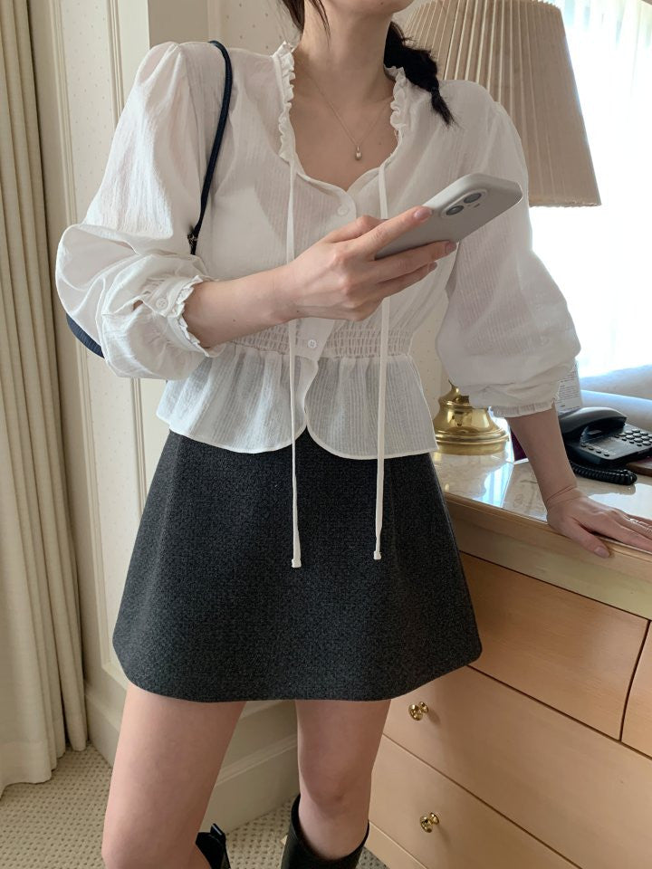 ivory即納 coco smok blouse-2col