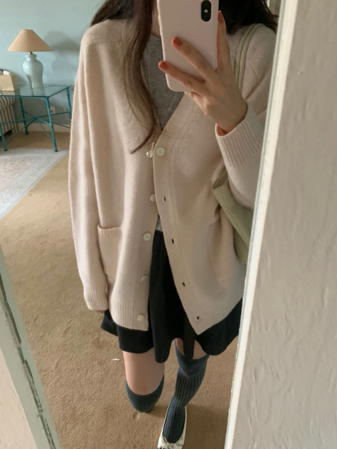 merino wool boxy cardigan-4col