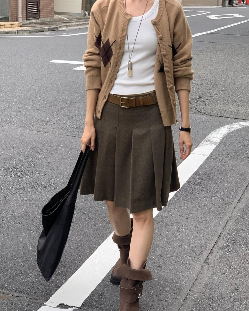 Argyle cardigan-3col