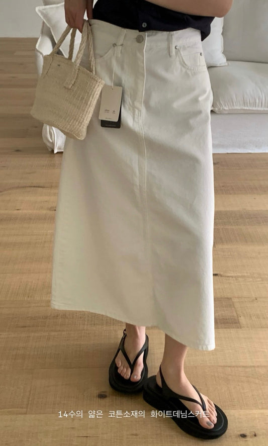 deondo mono white denim skirt