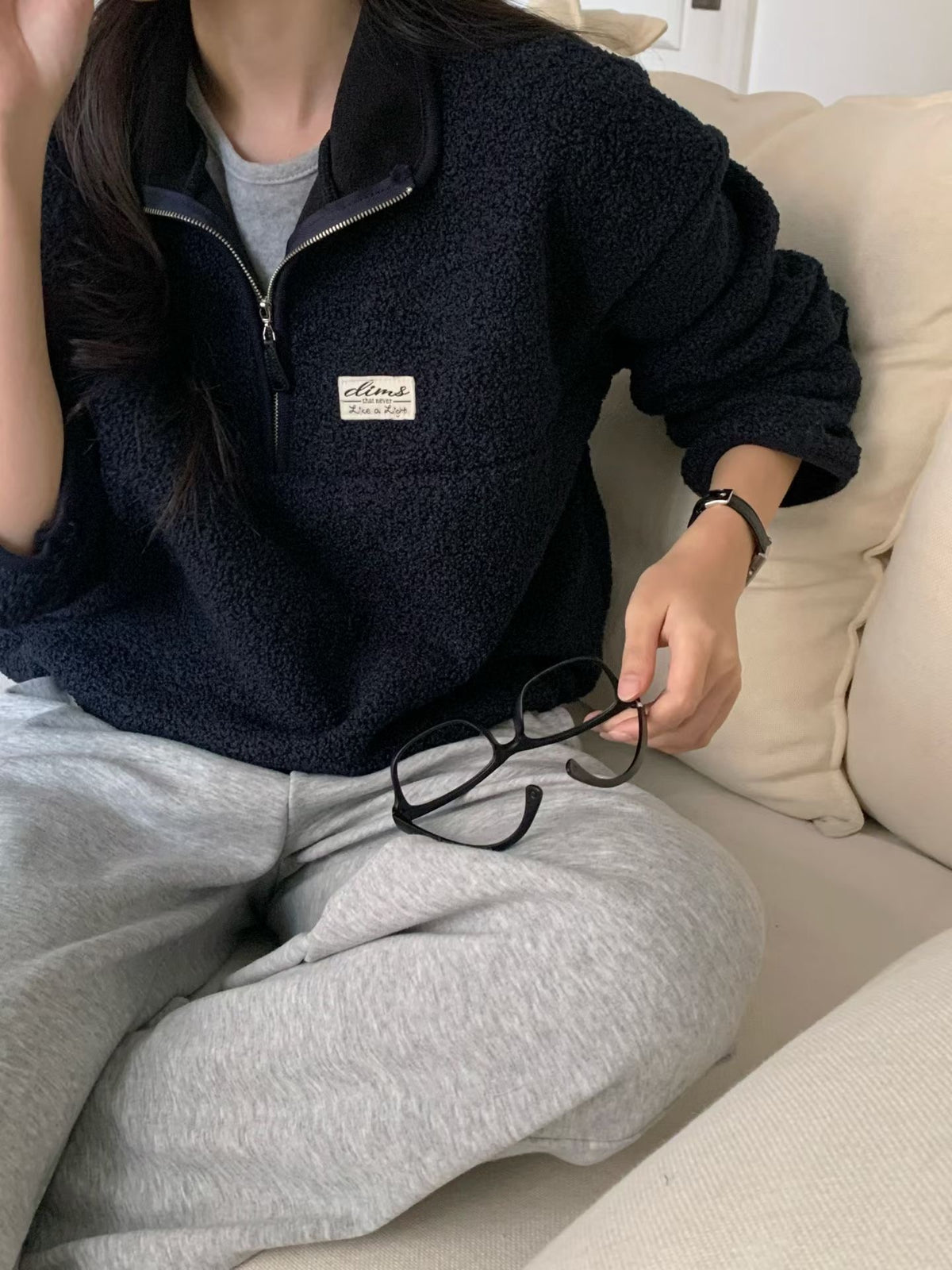 Fombing fleece half zip up-4col