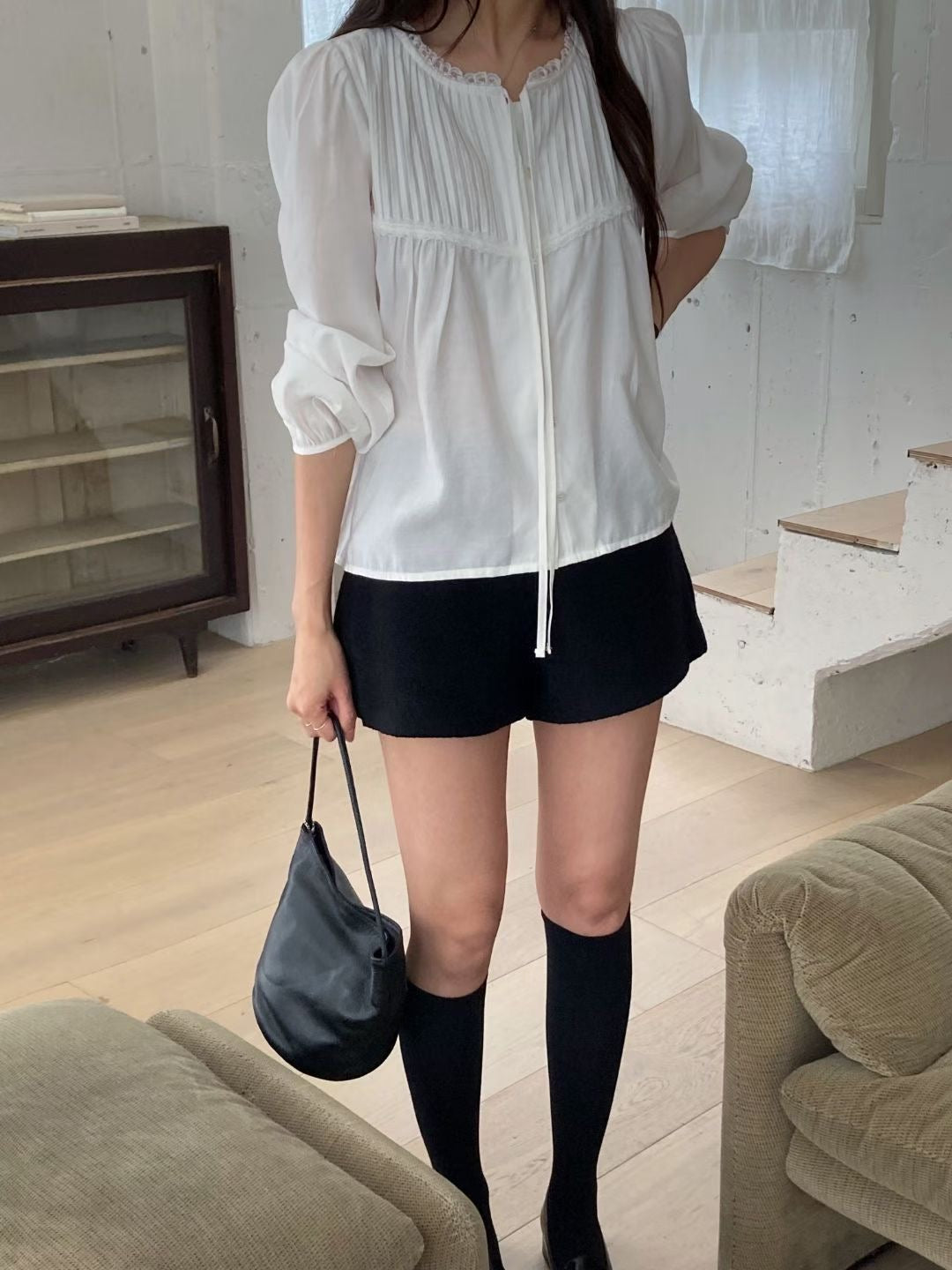 Maroon pintuck blouse