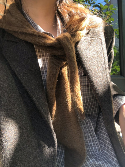 Kid mohair knit scarf-5col