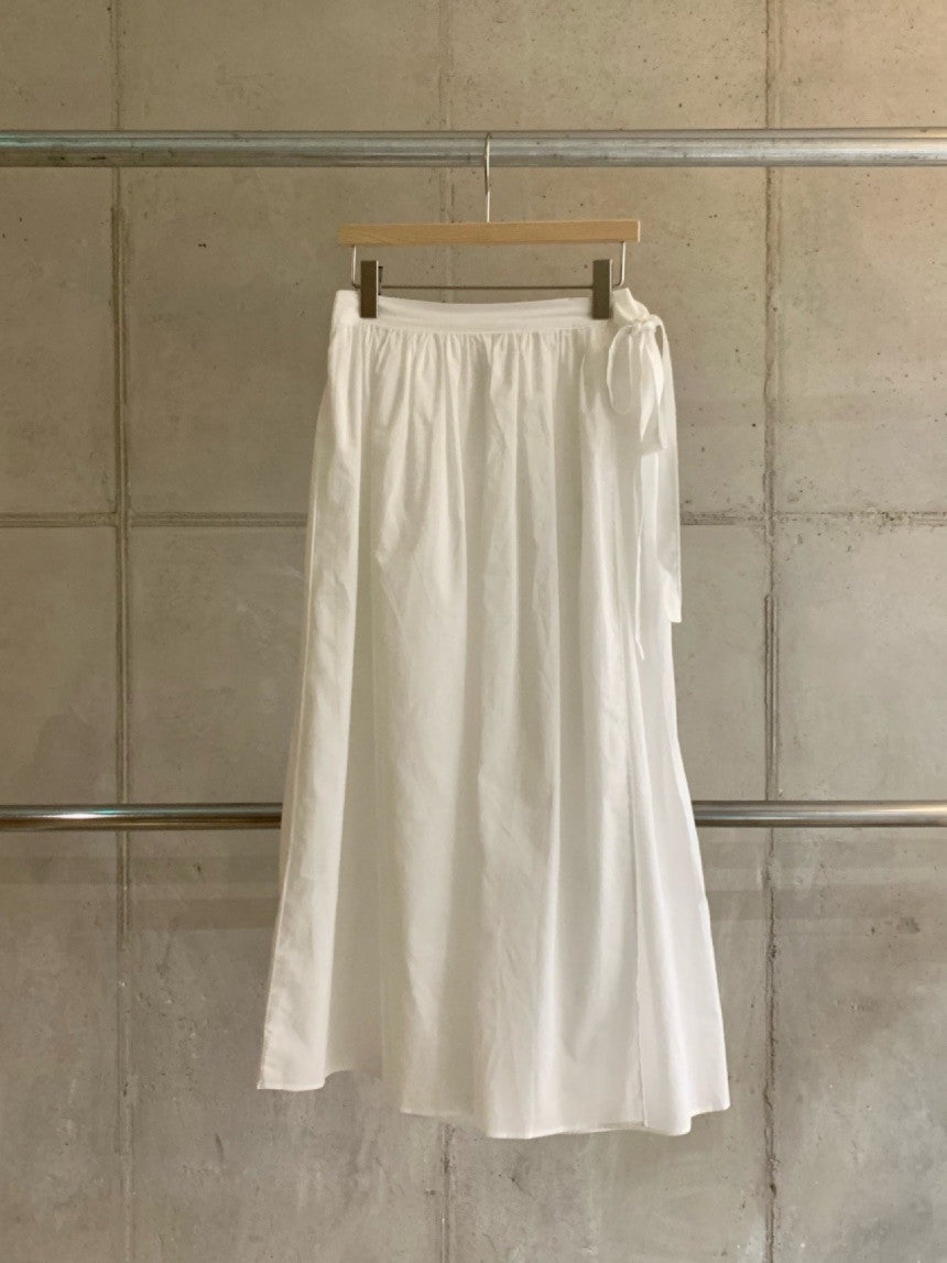 Haus white full shirring wrap skirt