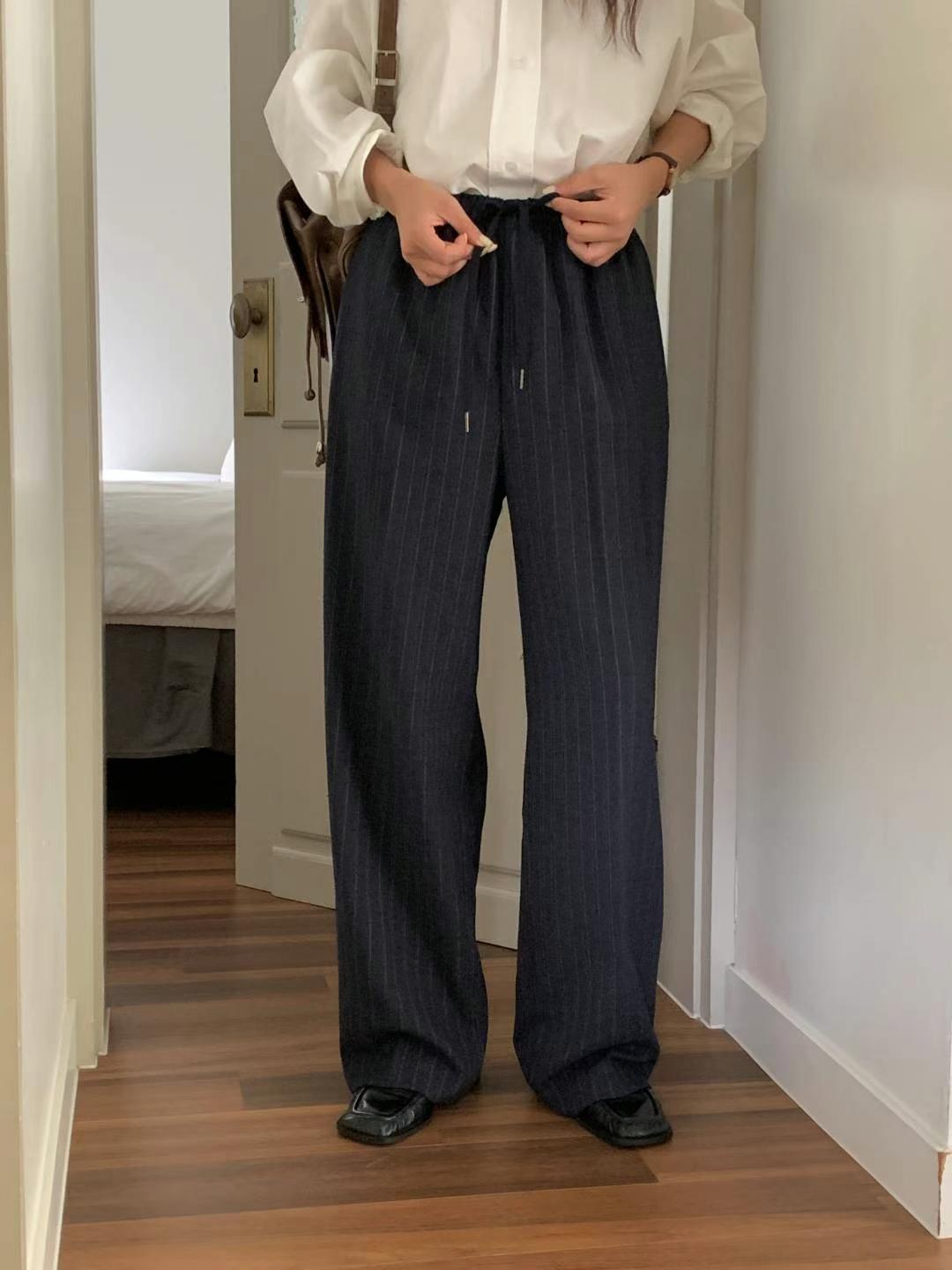 wool stripe slacks-2col/ショート丈あり