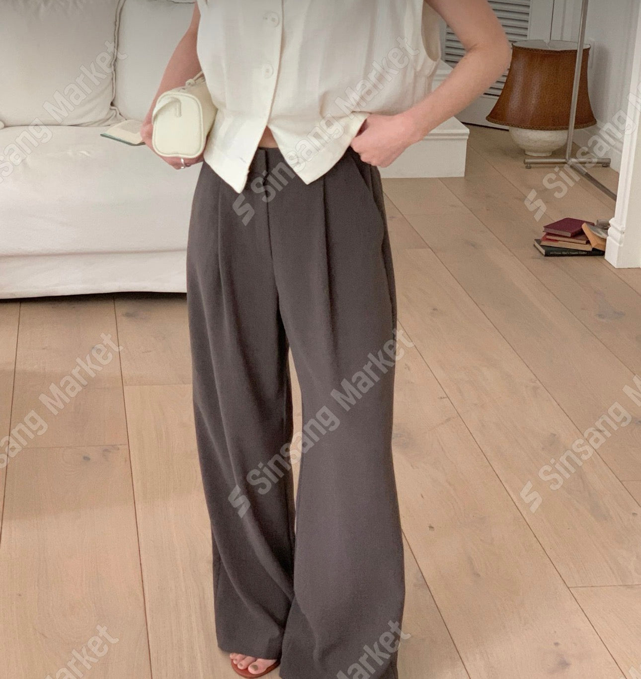 one pin tuck wide slacks-3col/ショート丈あり