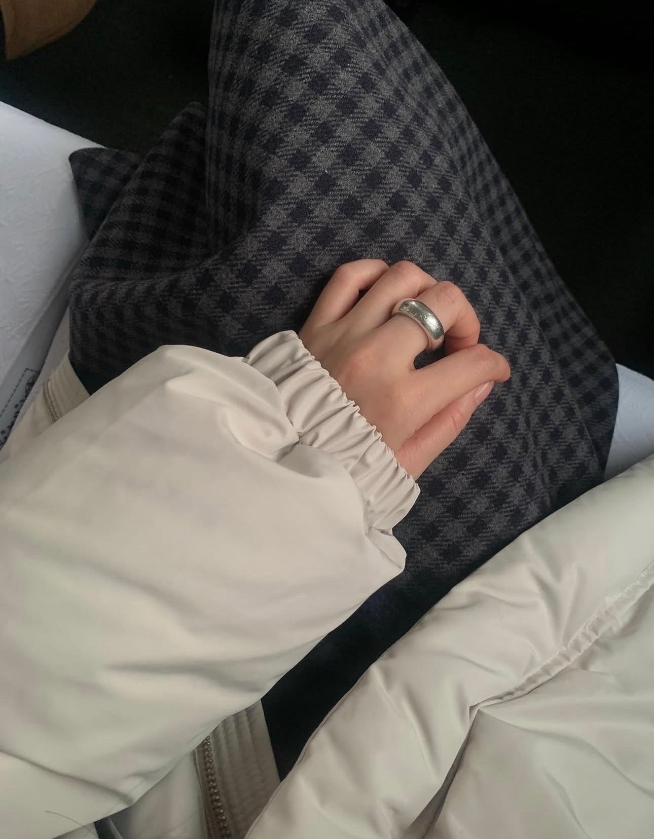 code check wool skirt-2col