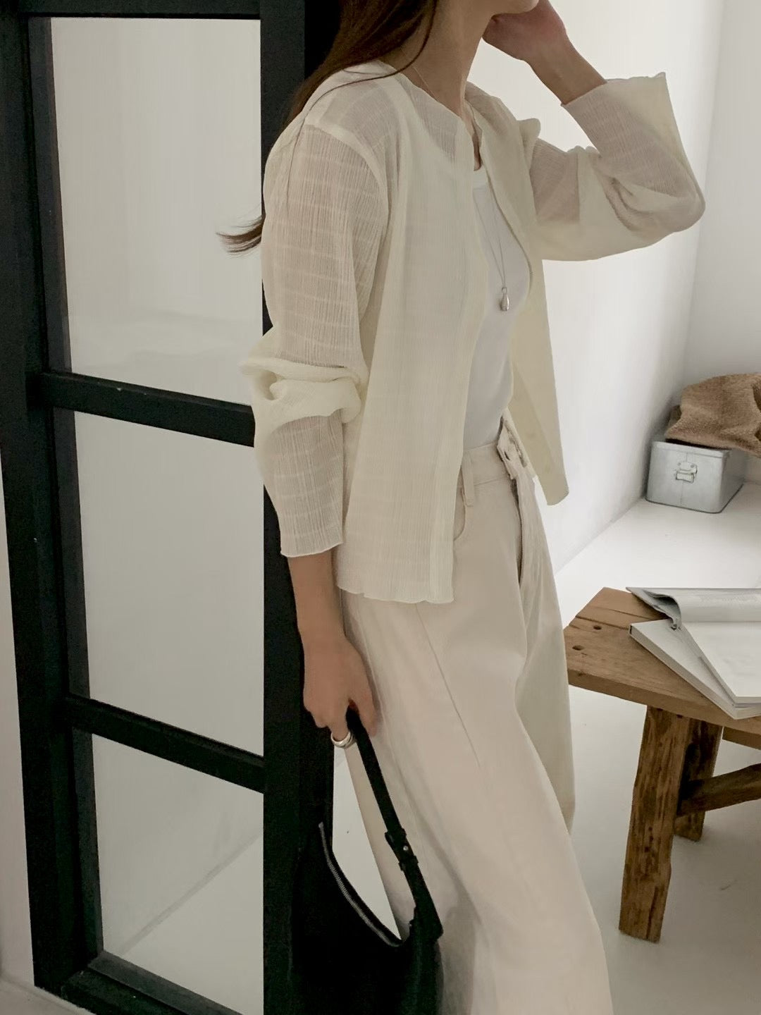 pleats cardigan-3col
