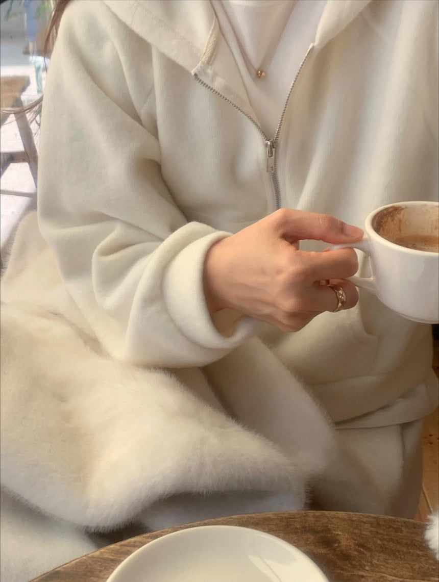 liter pony wool hood zip up-2col