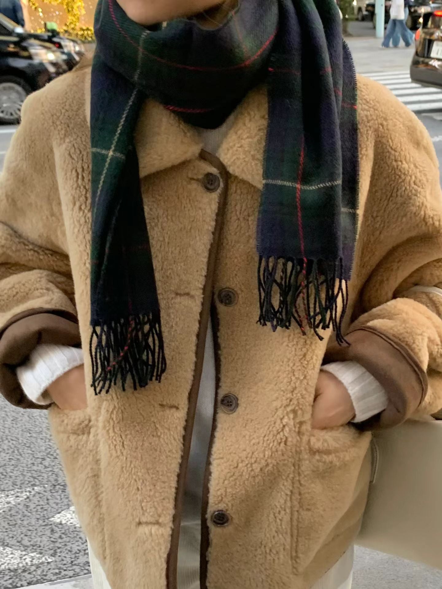 Ounce check wool muffler-3col