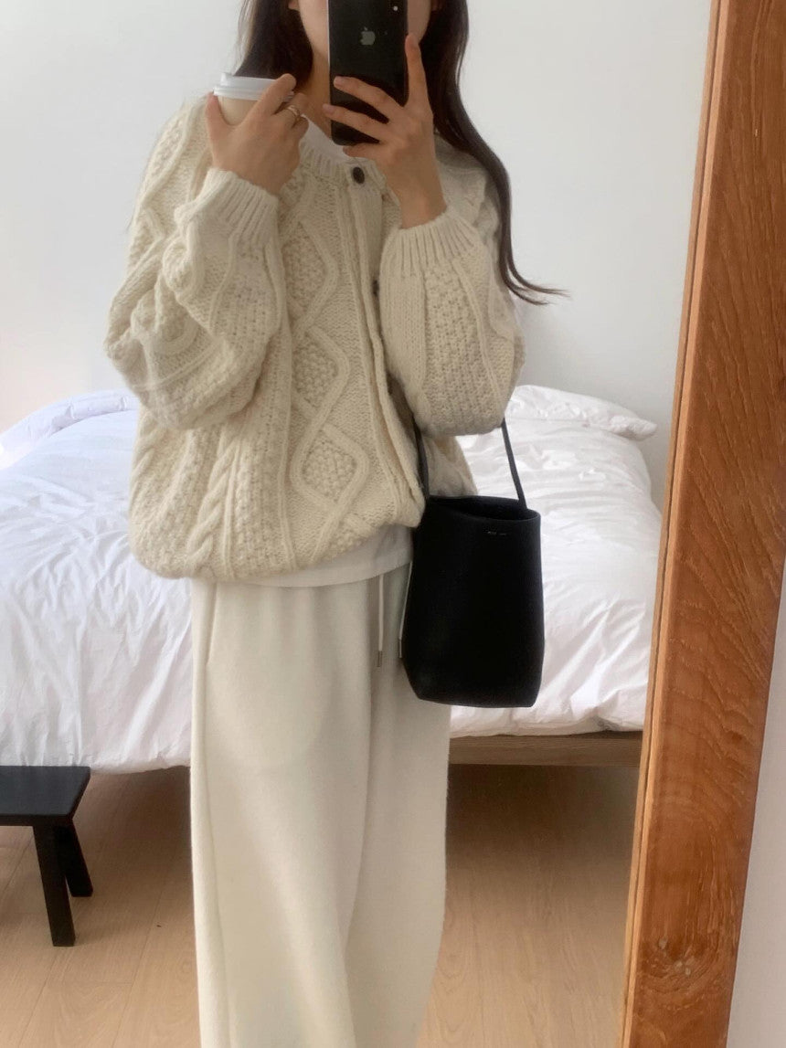 liter house wool cable cardigan-2col