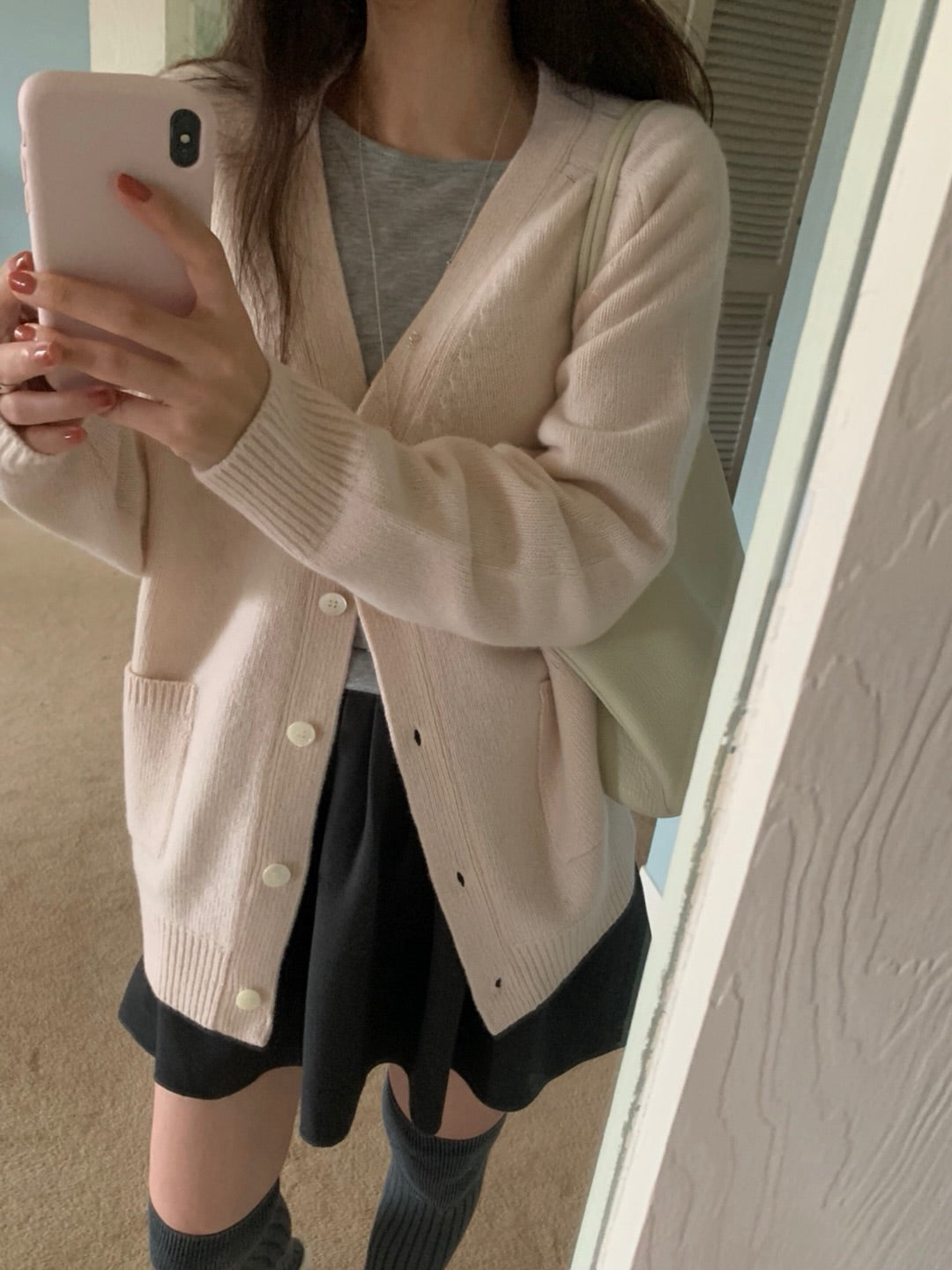 merino wool boxy cardigan-4col