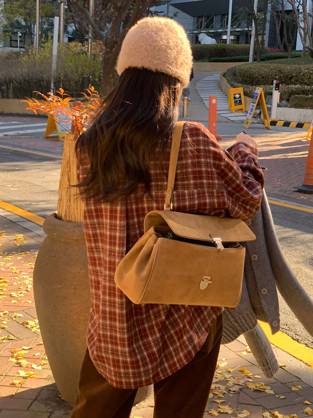 tan check gimo shirt-3col