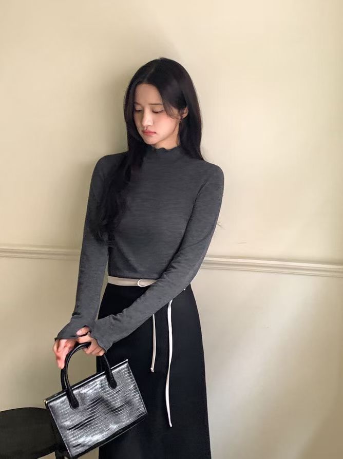 Rose angora half high neck T-5col