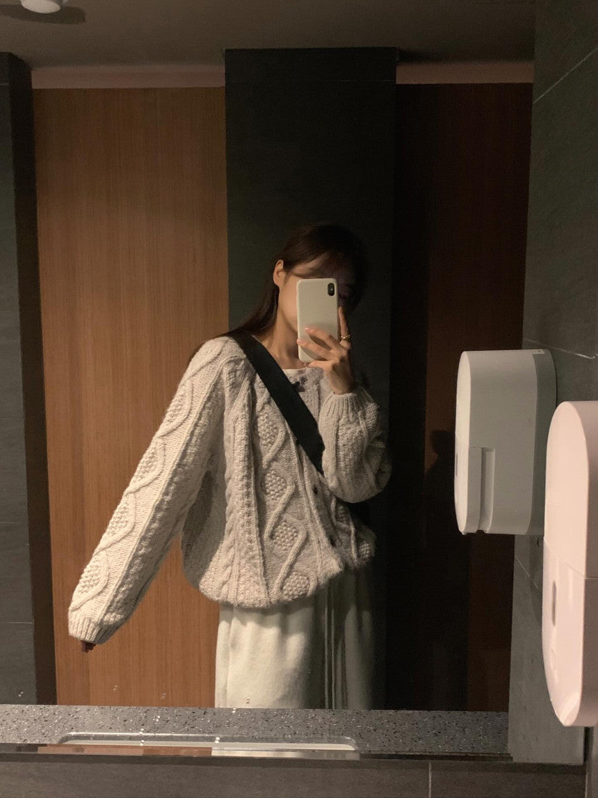 liter house wool cable cardigan-2col