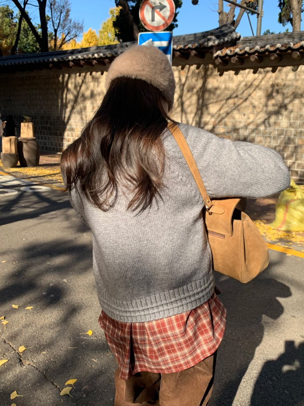 tan check gimo shirt-3col