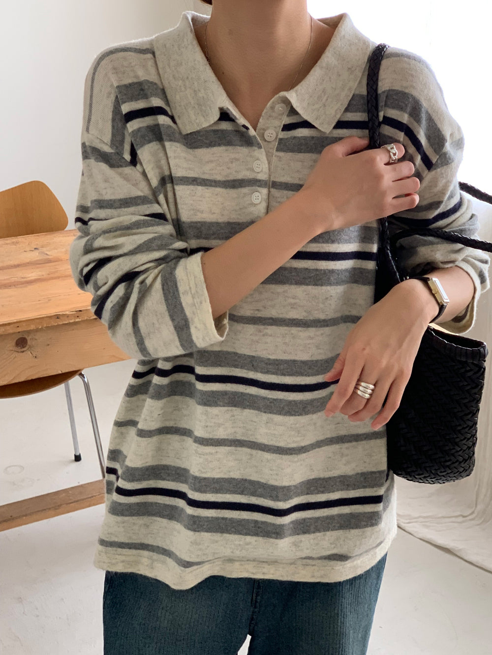 Greek collar knit-3col