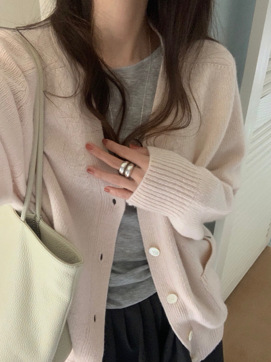 merino wool boxy cardigan-4col