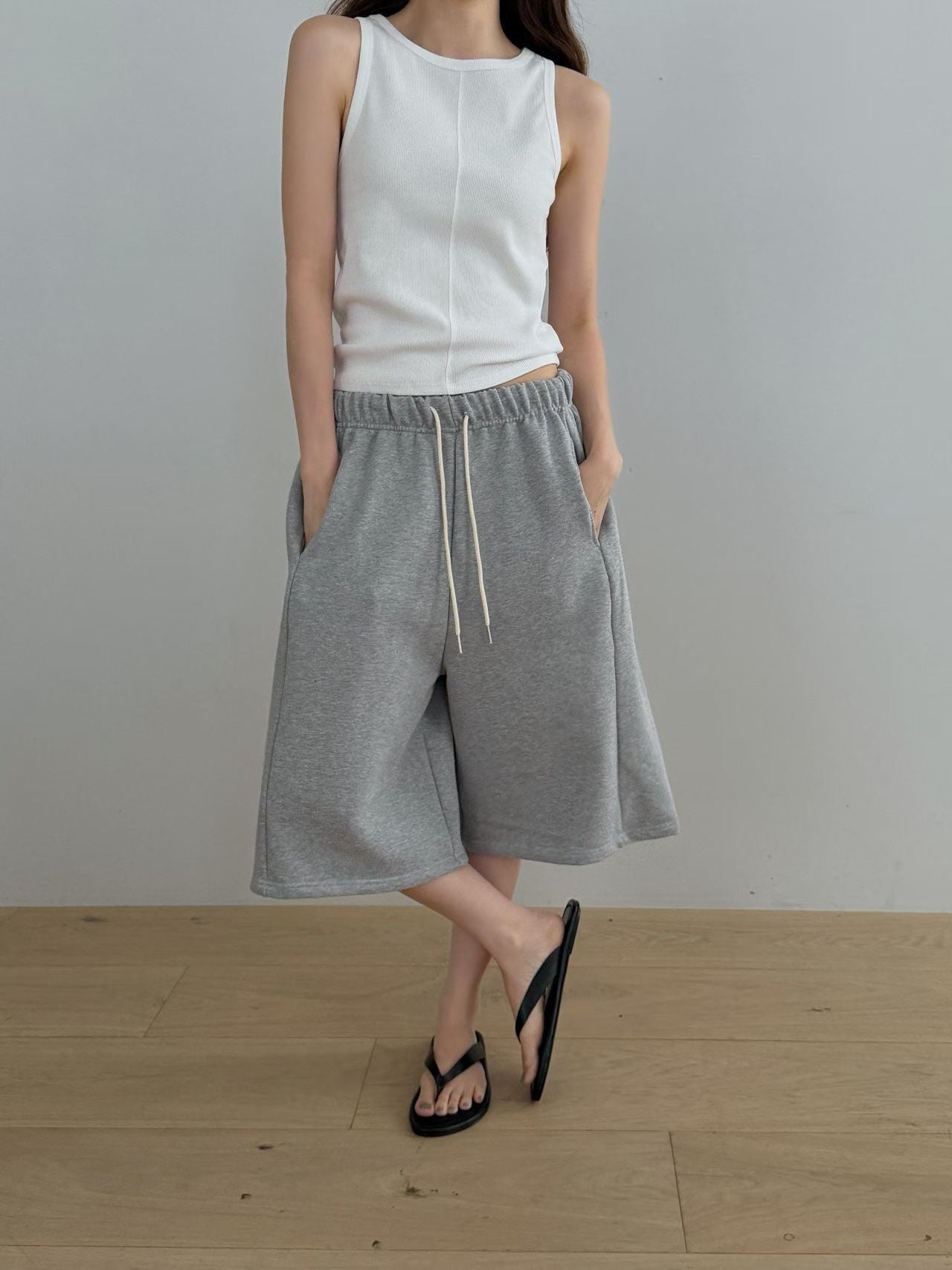sweat half pants-3col