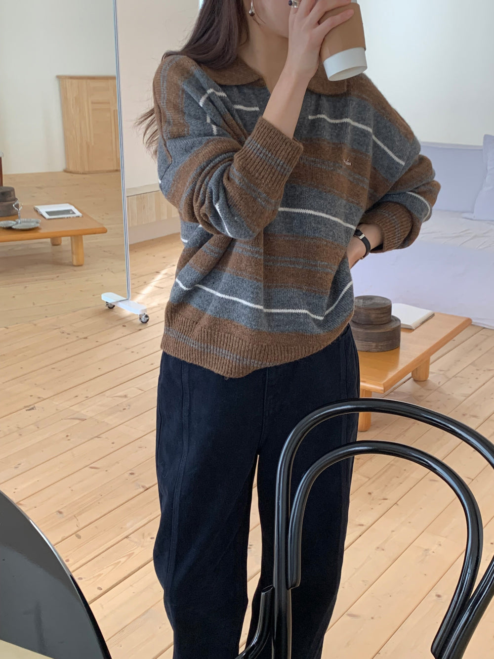 Swan s.t collar knit-2col