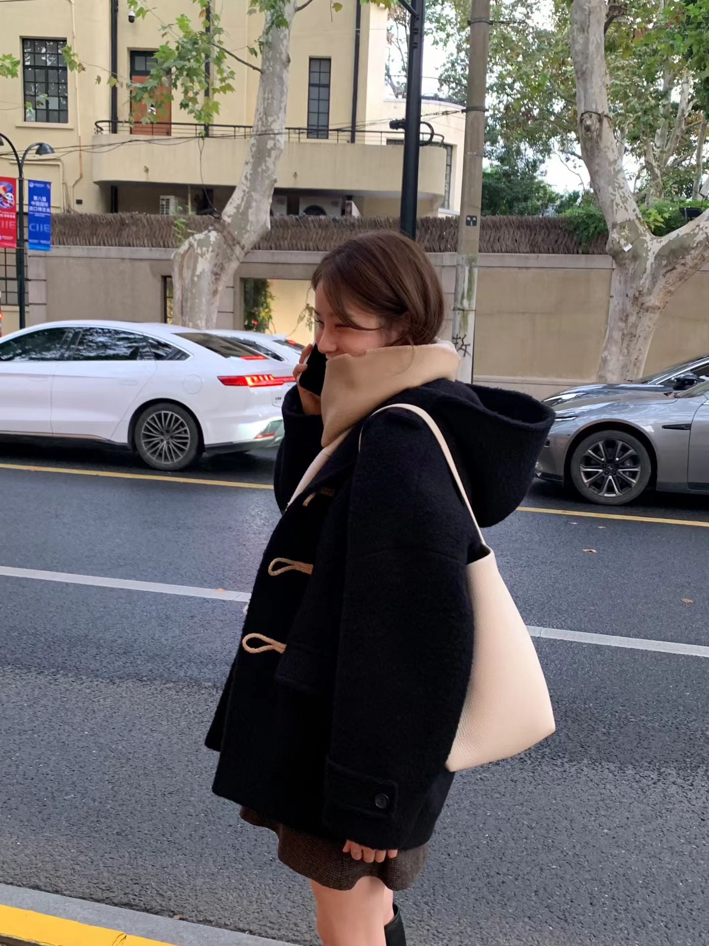 Ounce baby alpaca hood duffel coat-2col