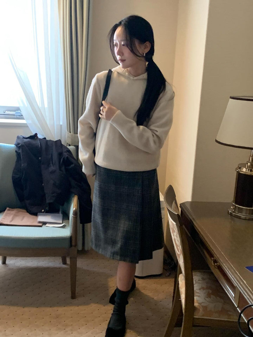 weev check wool skirt