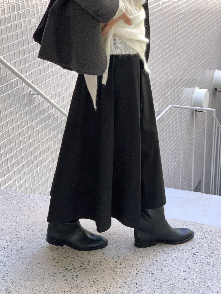 Rouelle suede flare skirt-2col