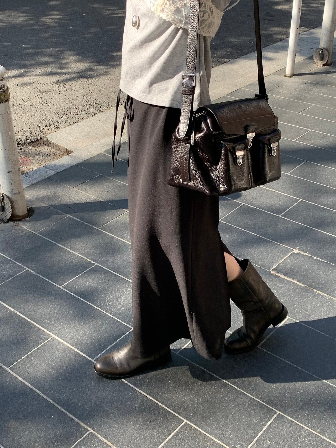 Usual silky skirt-2col