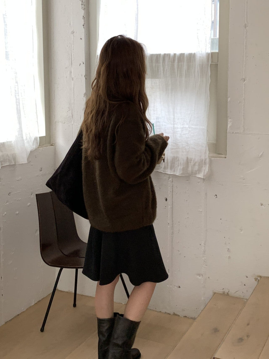 Amelie brushed mohair cardigan-2col