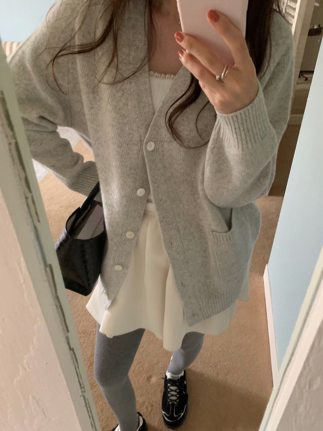 merino wool boxy cardigan-4col