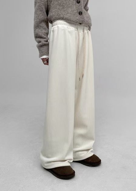 snow fleece wide pants-5col