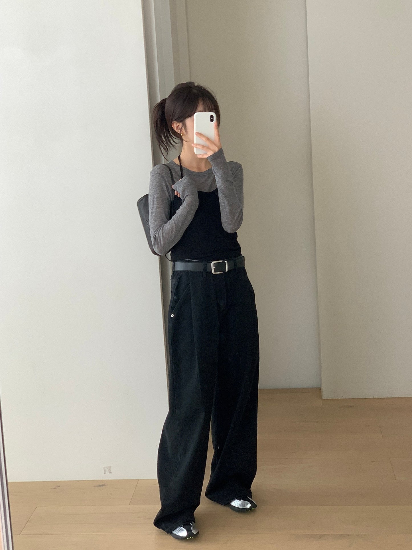 pintuck wide denim