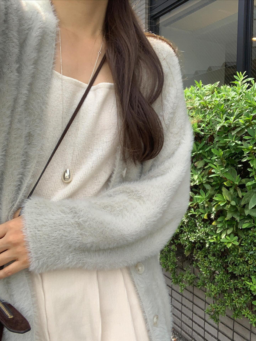 liter swan fur cardigan-2col