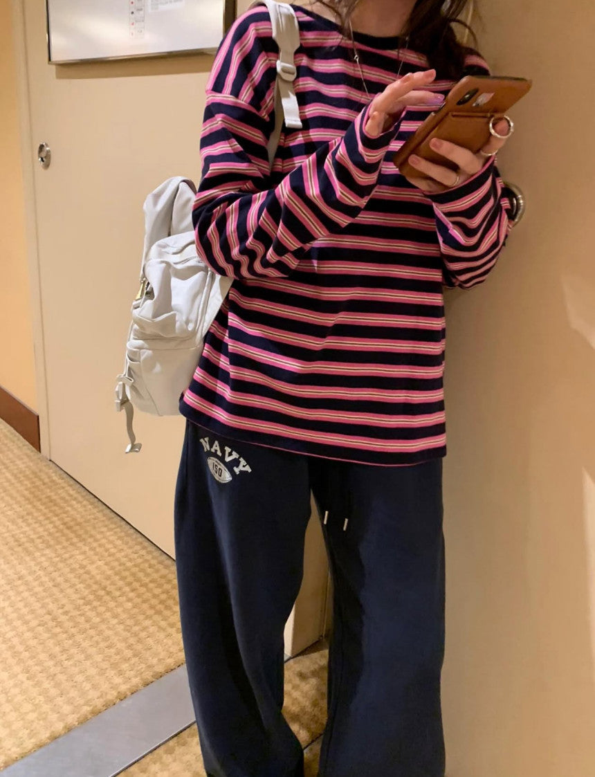 rugby print pants-3col