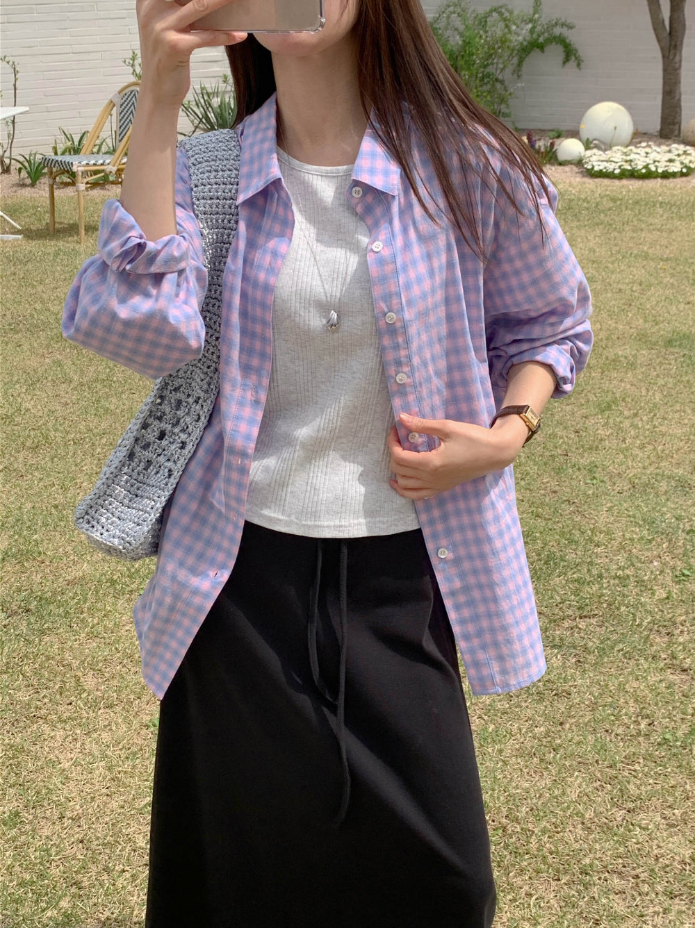 Fringe check shirt-3col