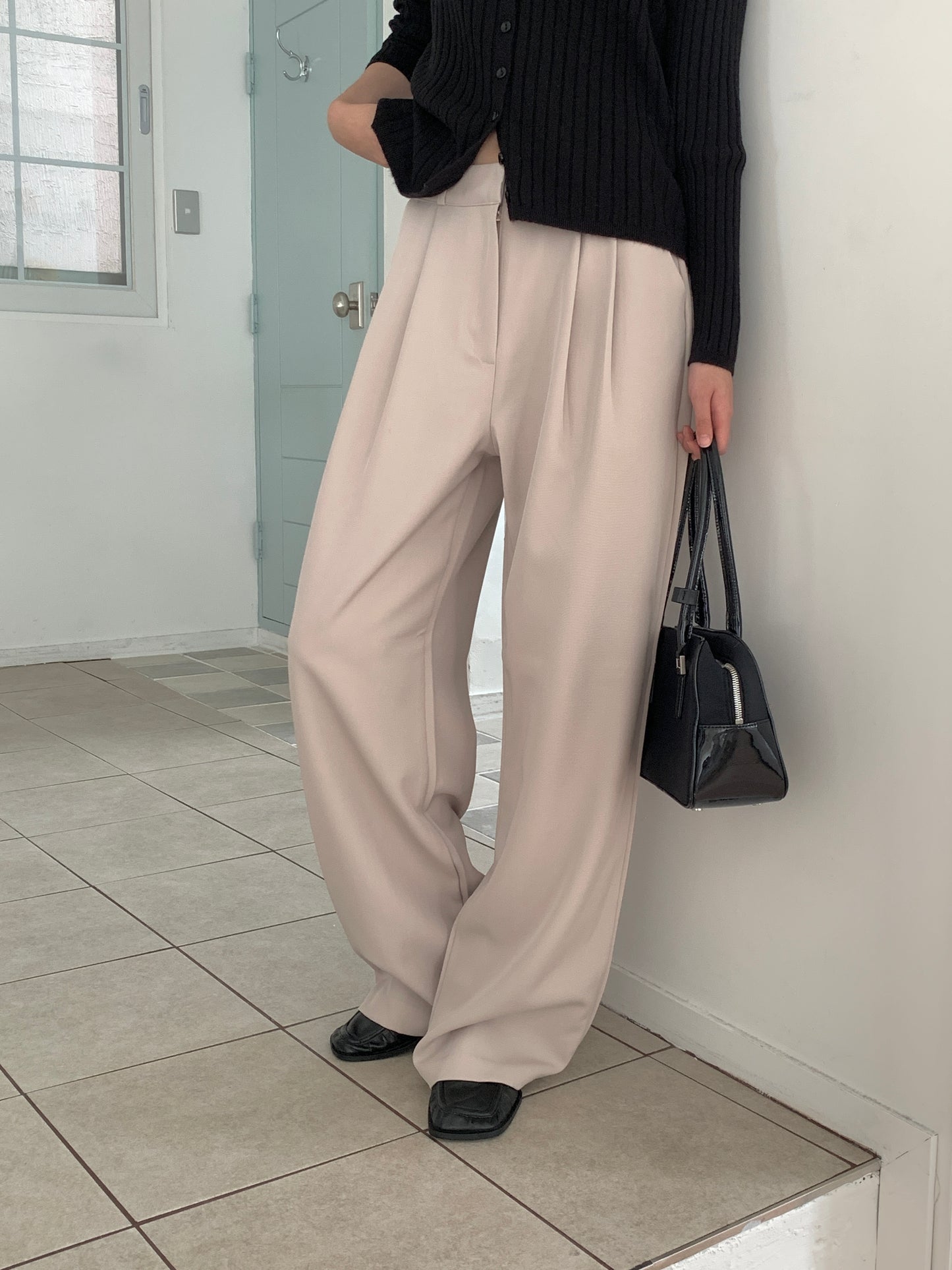 Fw two-pin tuck wide slacks-5colショート丈あり
